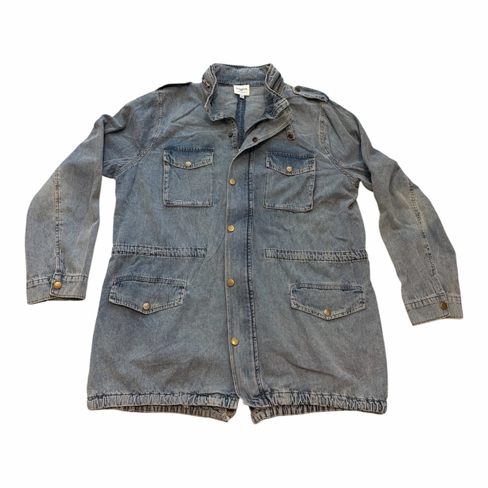 Hayden Los Angeles Distressed Wash Jean Jacket Zip and Button up Jacket size L - Picture 1 of 5